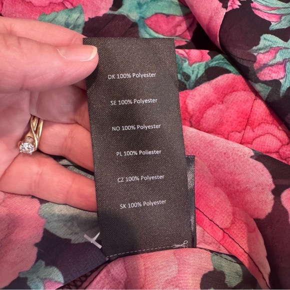 Hell‎ Bunny Sheer Black Floral Top with Pink and Green Accents, Size 2X - Picture 7 of 12